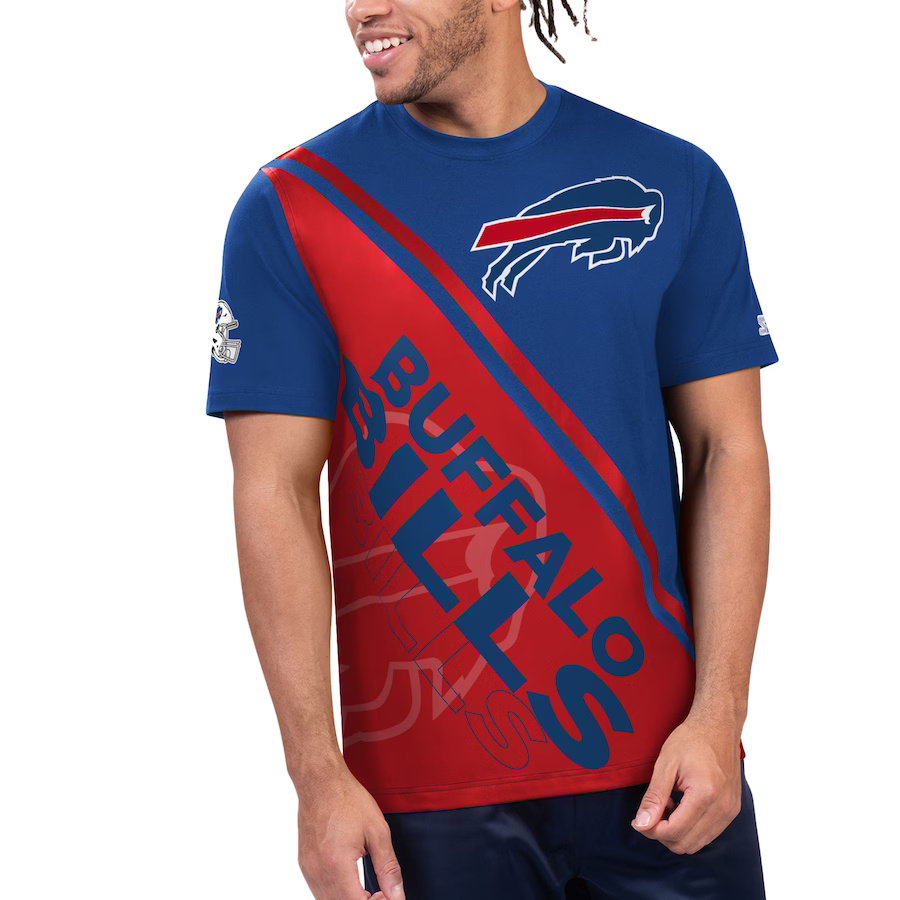 Men's Buffalo Bills Royal/Red Starter Finish Line T-Shirt